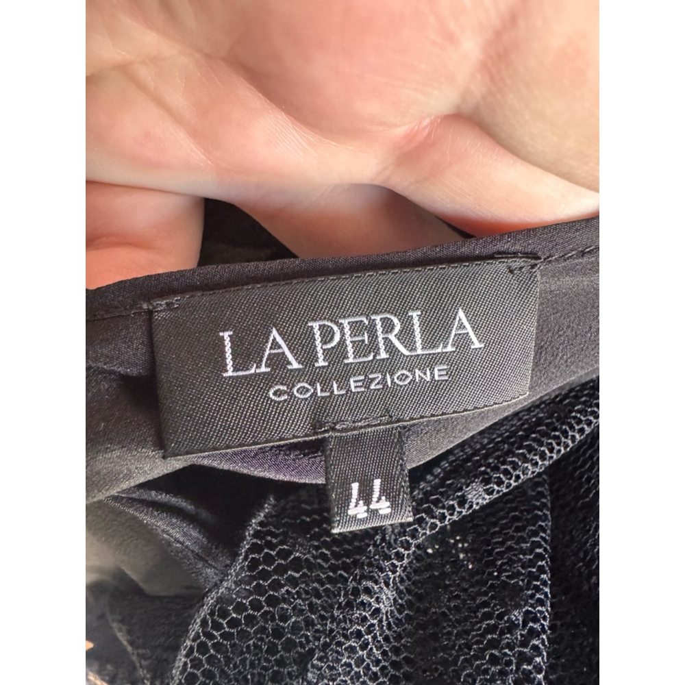 Vintage La Perla Polka Dot Blouse & Silk Cami Set Size L Black - Picture 7 of 13